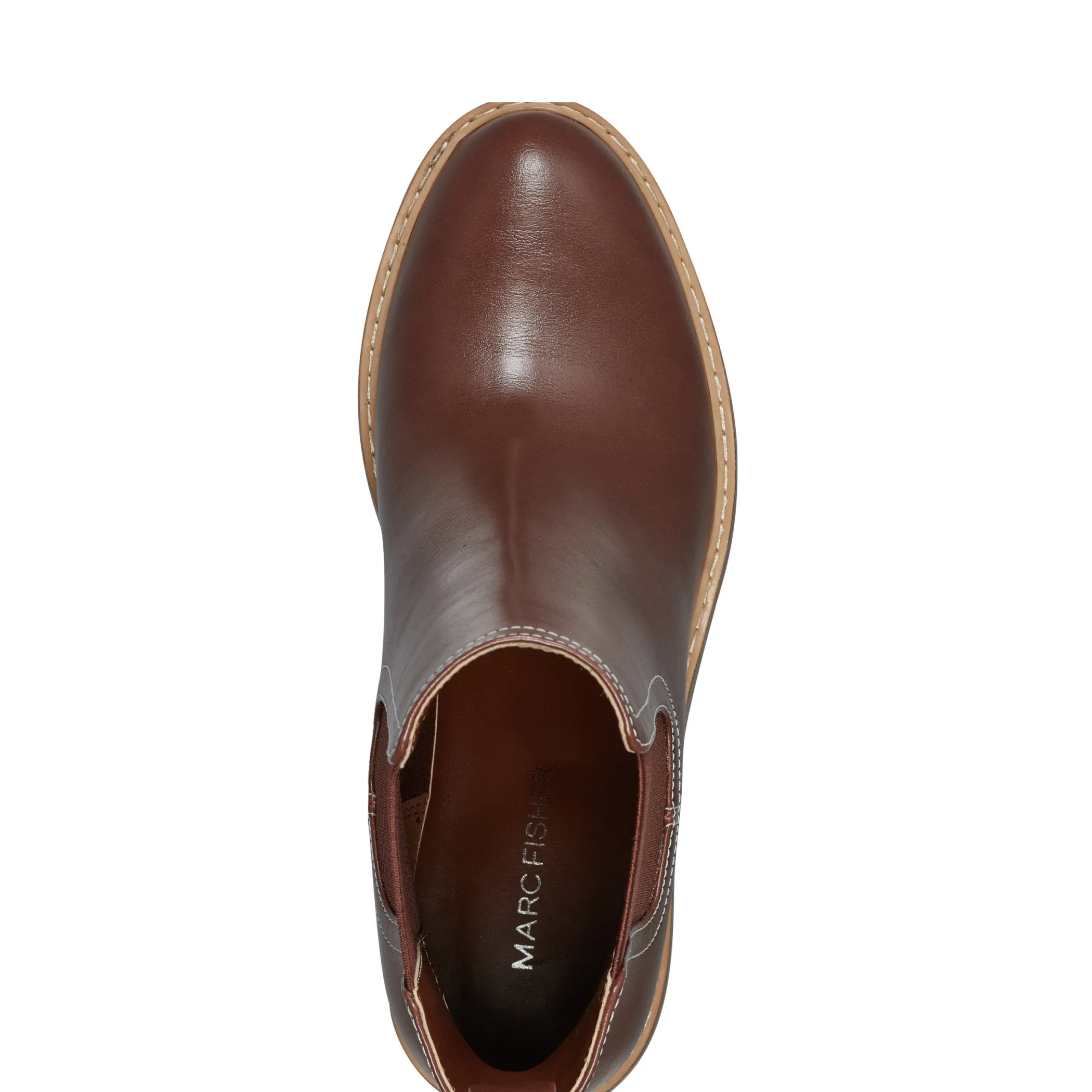 Cheap Marc Fisher Modesty Block Heel Round Toe Dress Bootie Brown Leather