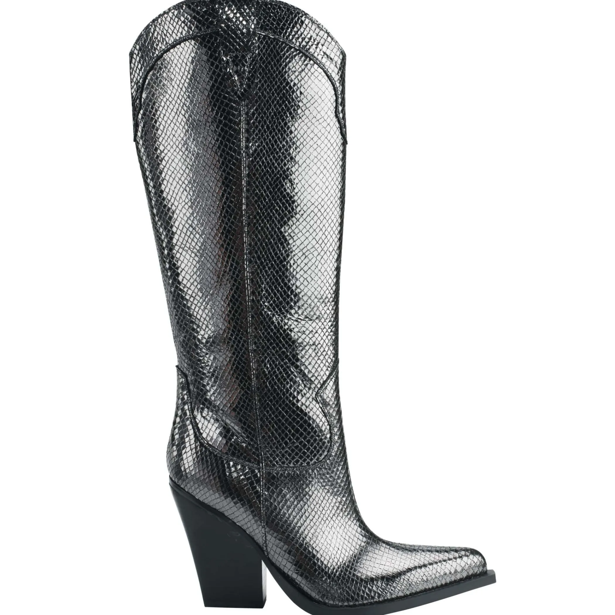 Fashion Marc Fisher Nalita Western Boot Dark Grey Leather Snake