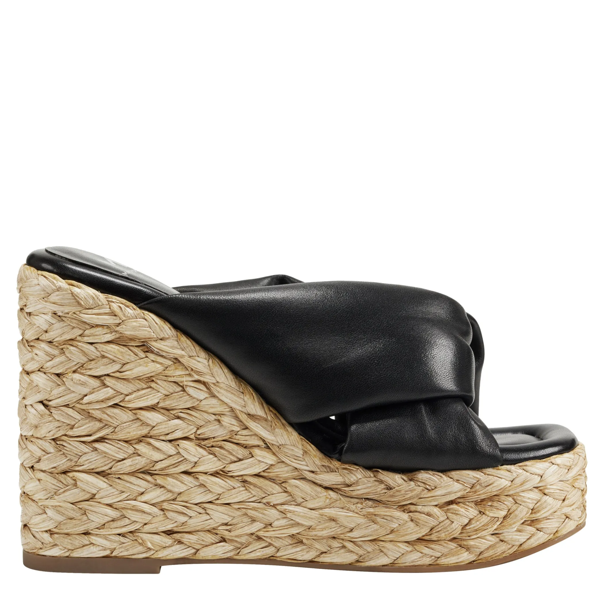 New Marc Fisher Navina Espadrille Wedge Sandal Black Leather