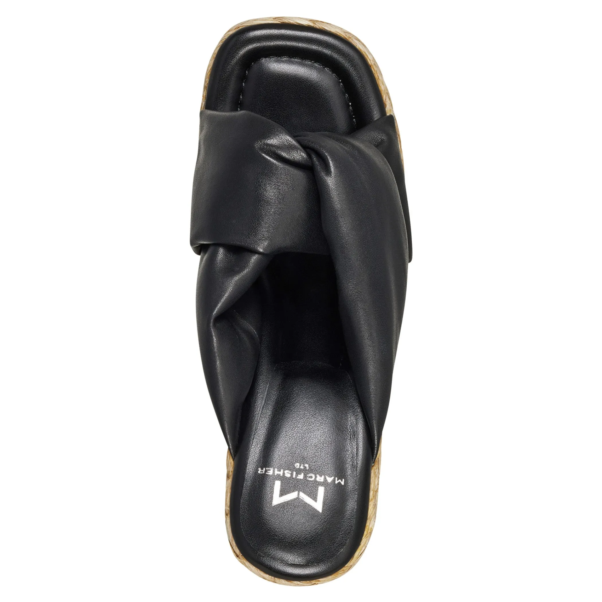 New Marc Fisher Navina Espadrille Wedge Sandal Black Leather