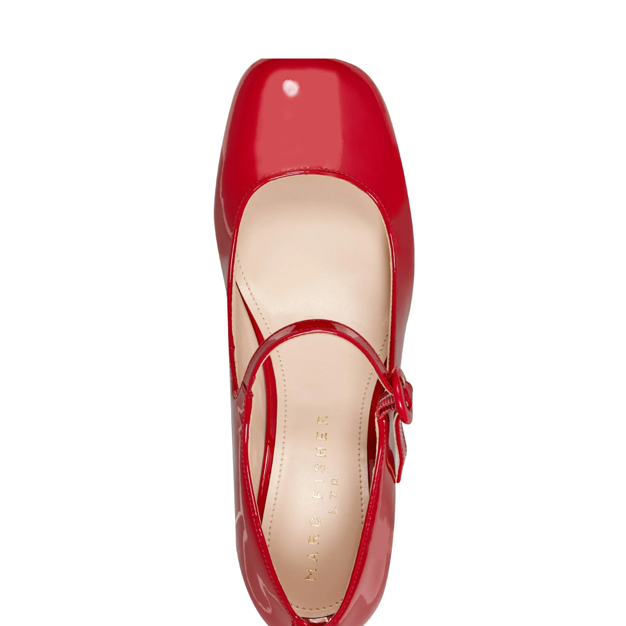 Shop Marc Fisher Nessily Block Heel Mary Jane Red Patent Leather