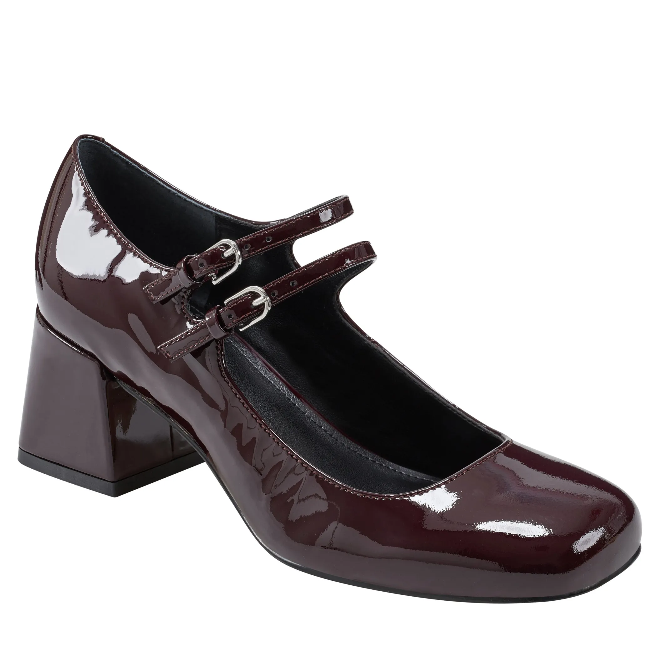 Shop Marc Fisher Nillie Block Heel Mary Jane Burgundy Patent
