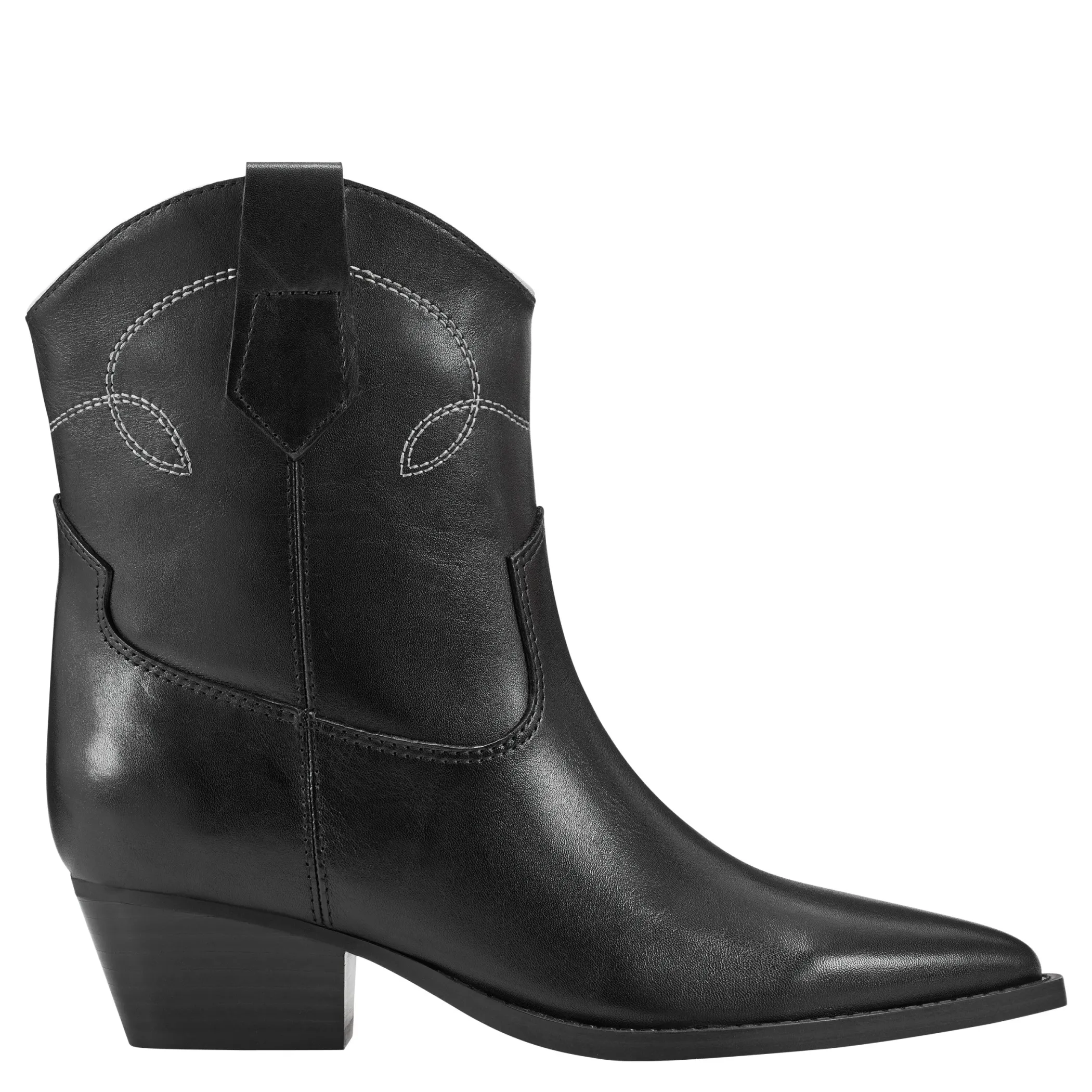Clearance Marc Fisher Nonie Western Ankle Bootie Black Leather