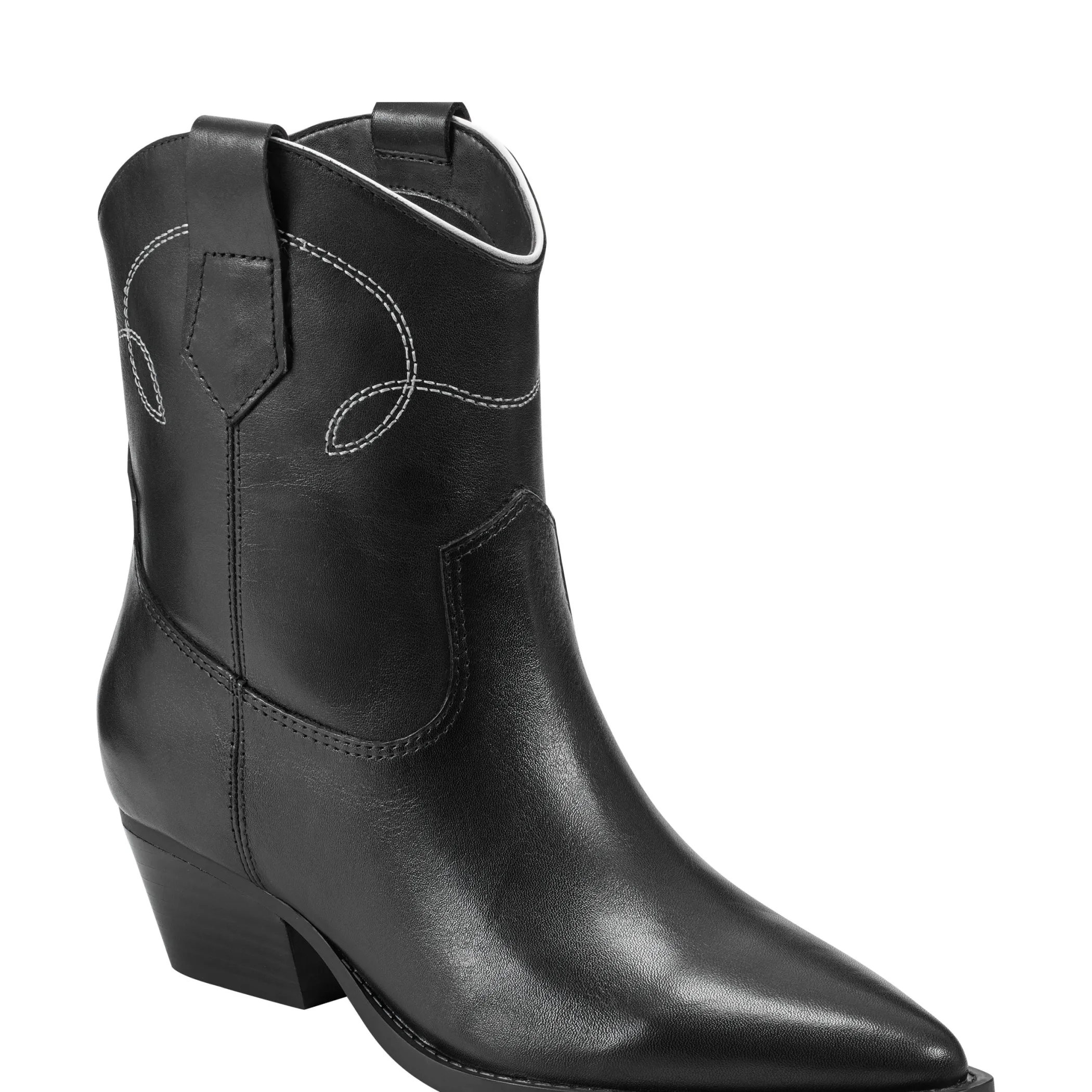 Clearance Marc Fisher Nonie Western Ankle Bootie Black Leather