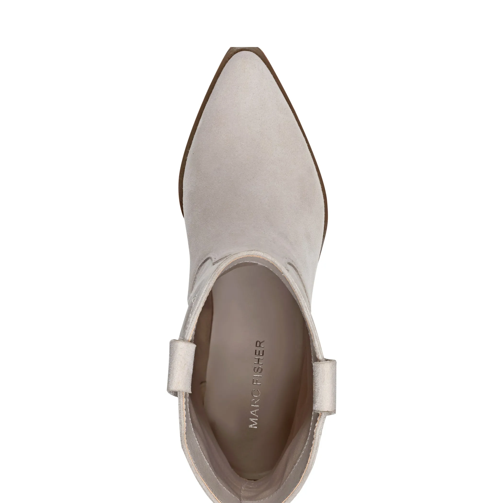 Clearance Marc Fisher Nonie Western Ankle Bootie Taupe Leather