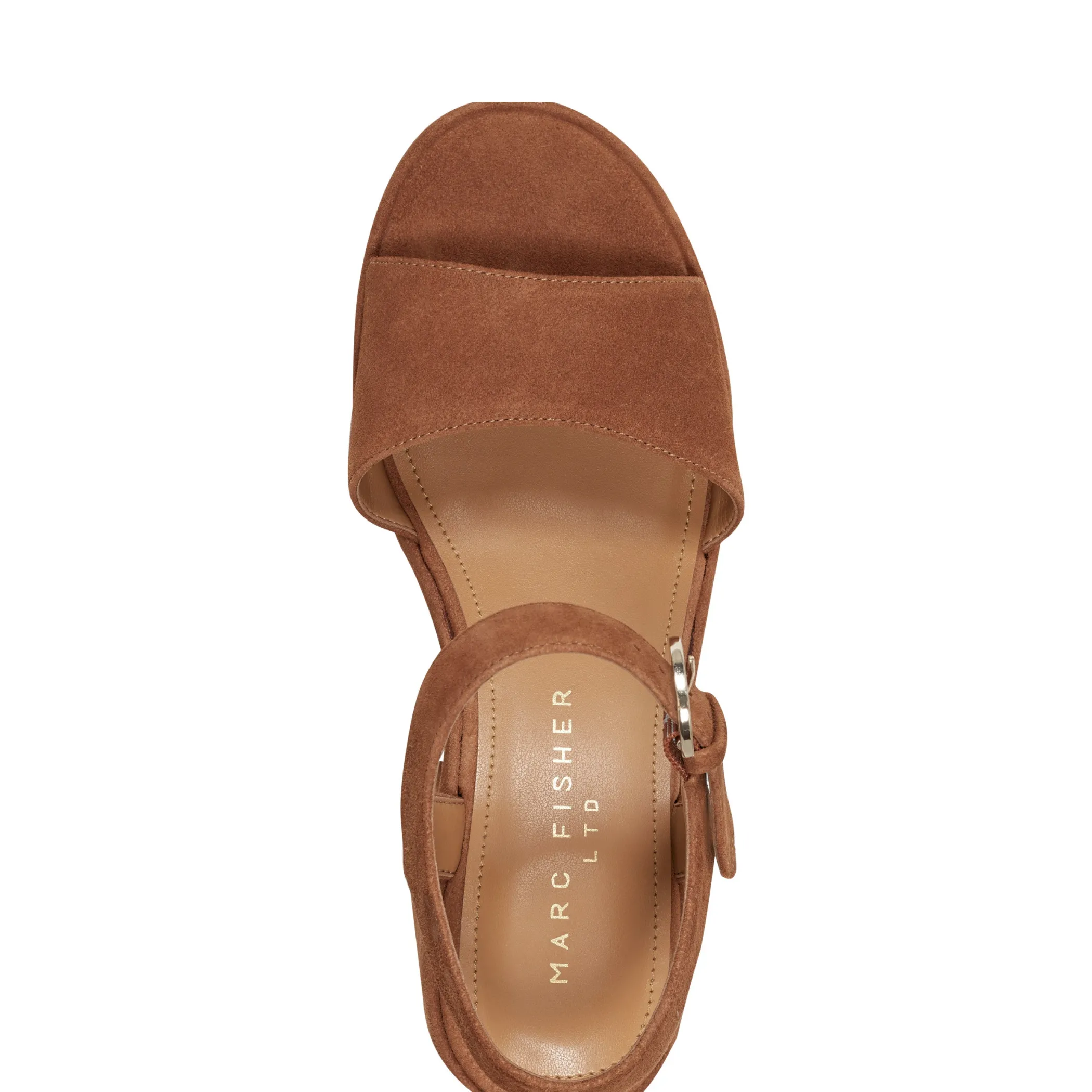 New Marc Fisher Normi Platform Sandal Cognac Suede