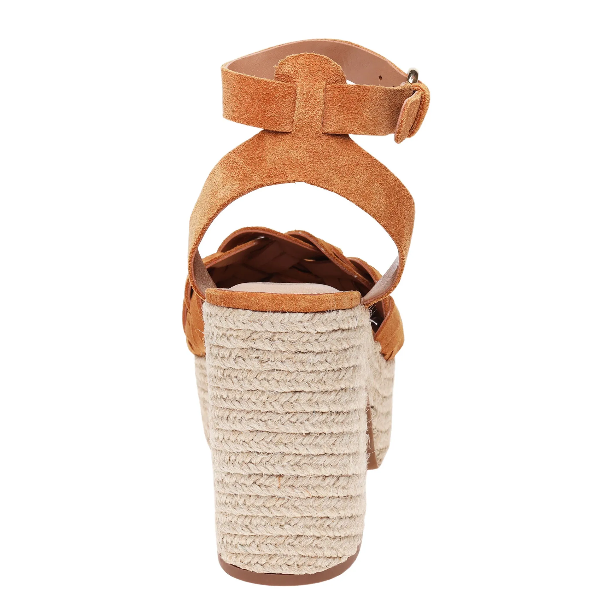 New Marc Fisher Odilia Espadrille Platform Sandal Dark Natural Suede