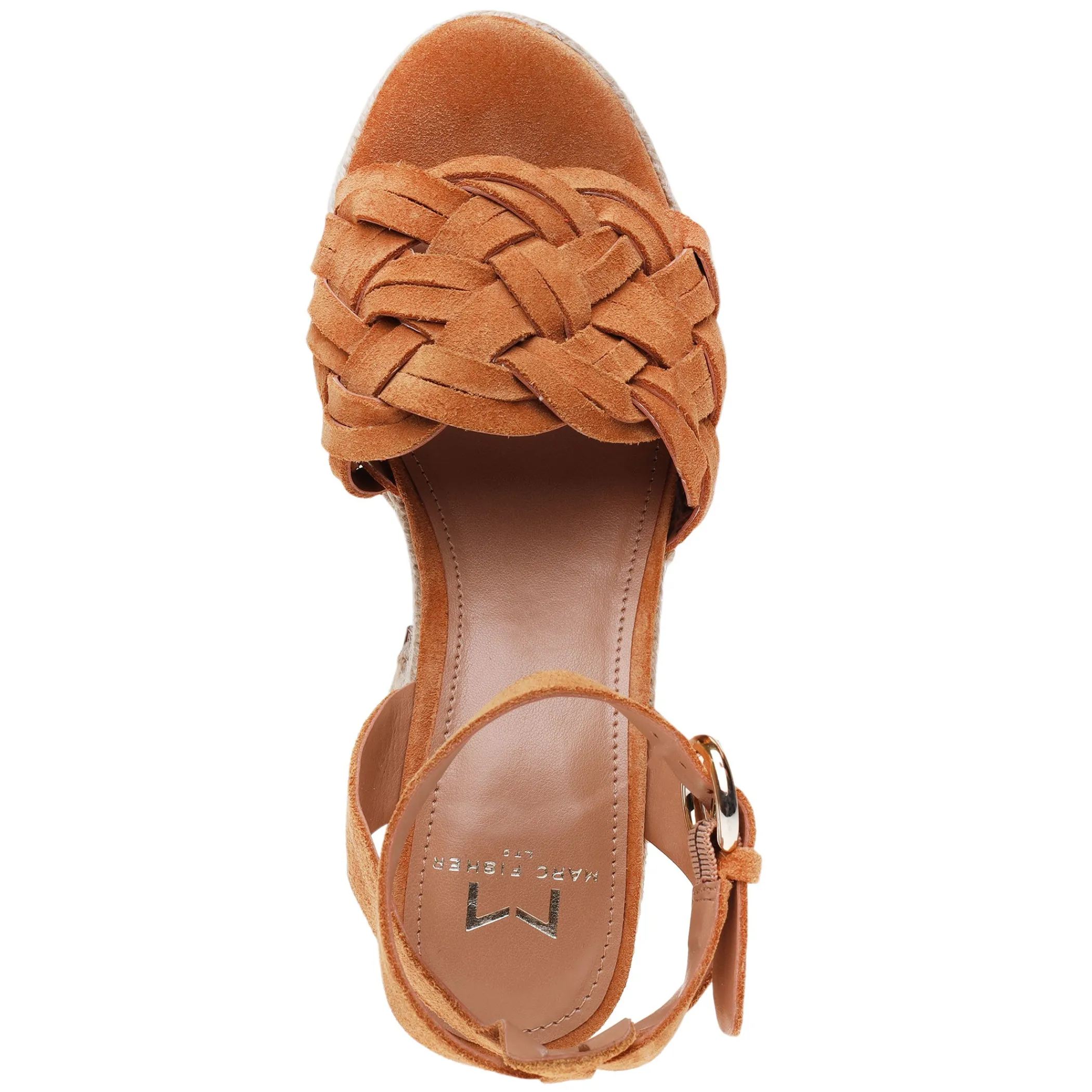 New Marc Fisher Odilia Espadrille Platform Sandal Dark Natural Suede