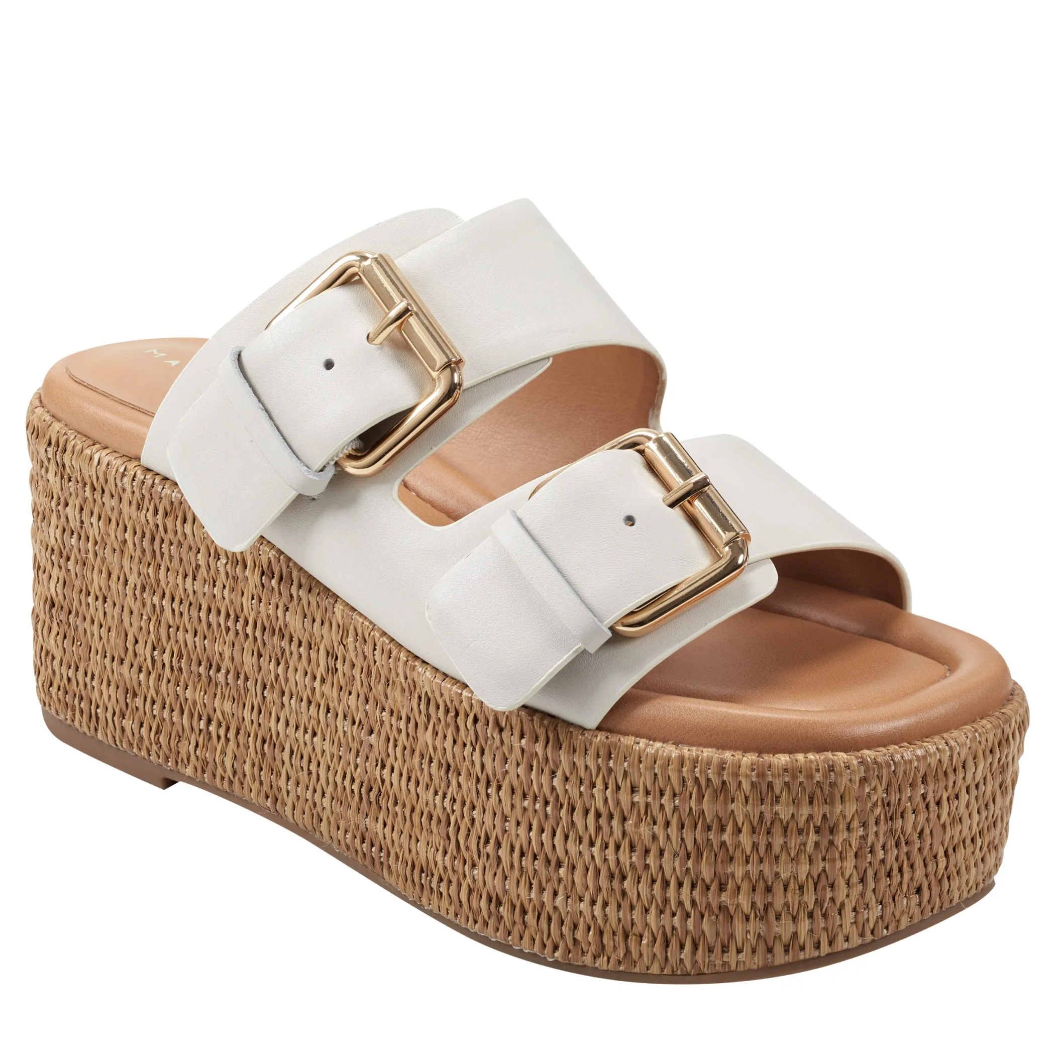 Best Marc Fisher Palery Platform Buckle Slide Sandal Ivory Leather