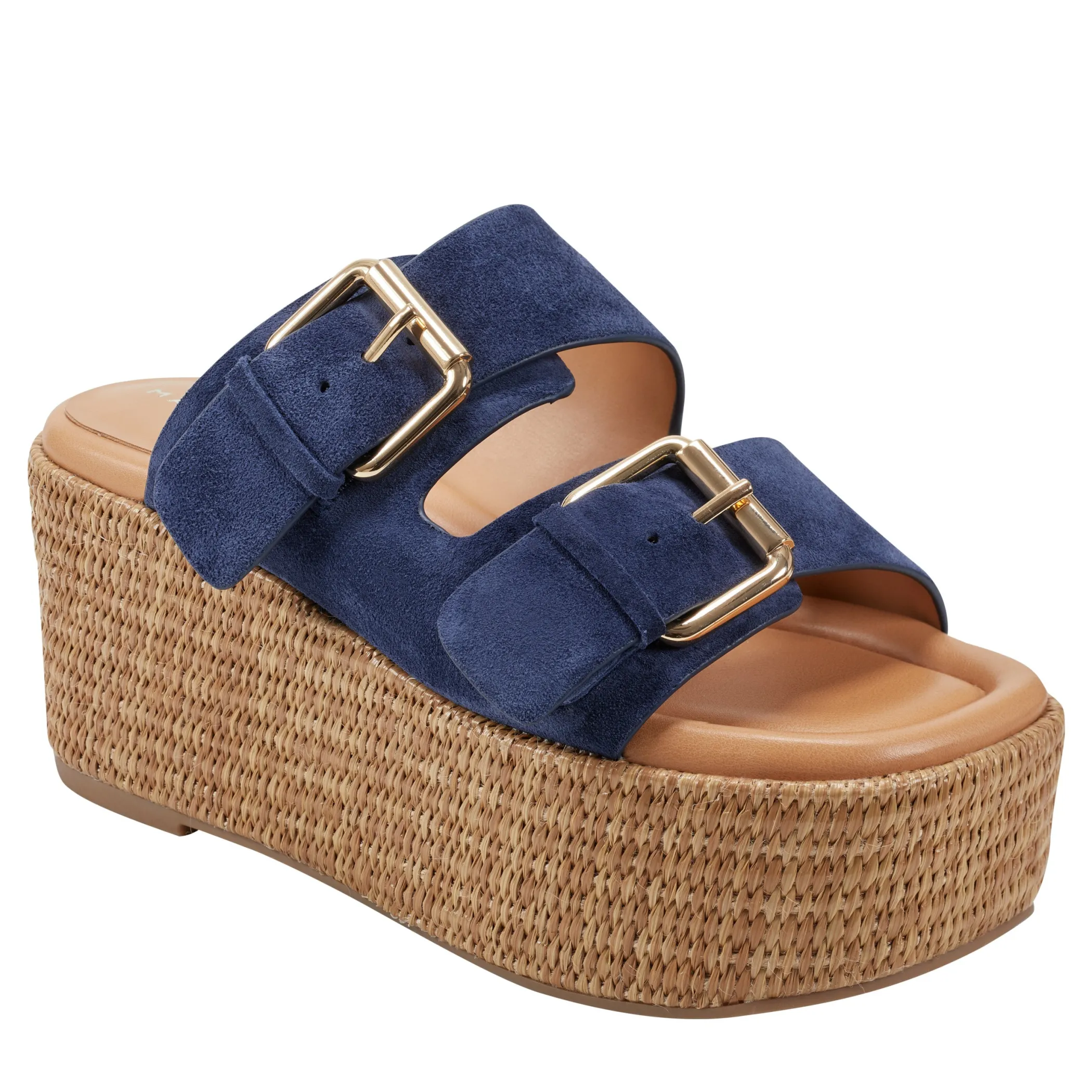 Best Marc Fisher Palery Platform Buckle Slide Sandal Navy Suede