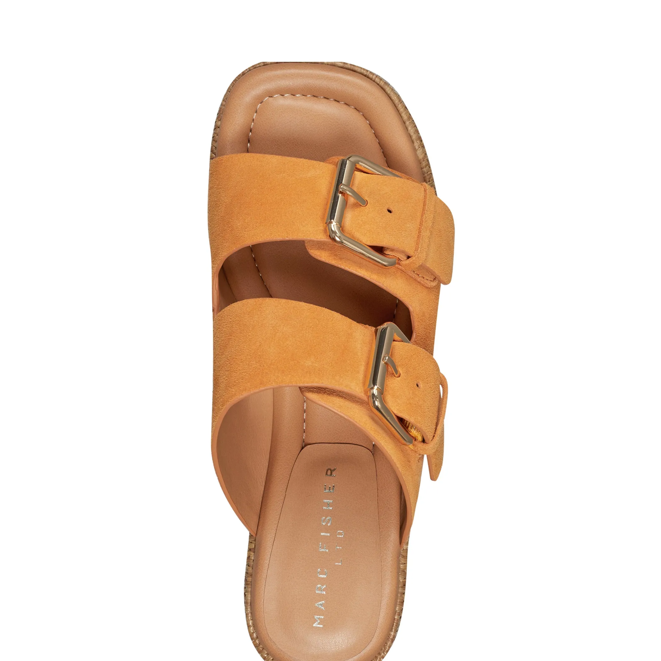 Cheap Marc Fisher Palery Platform Buckle Slide Sandal Orange Suede