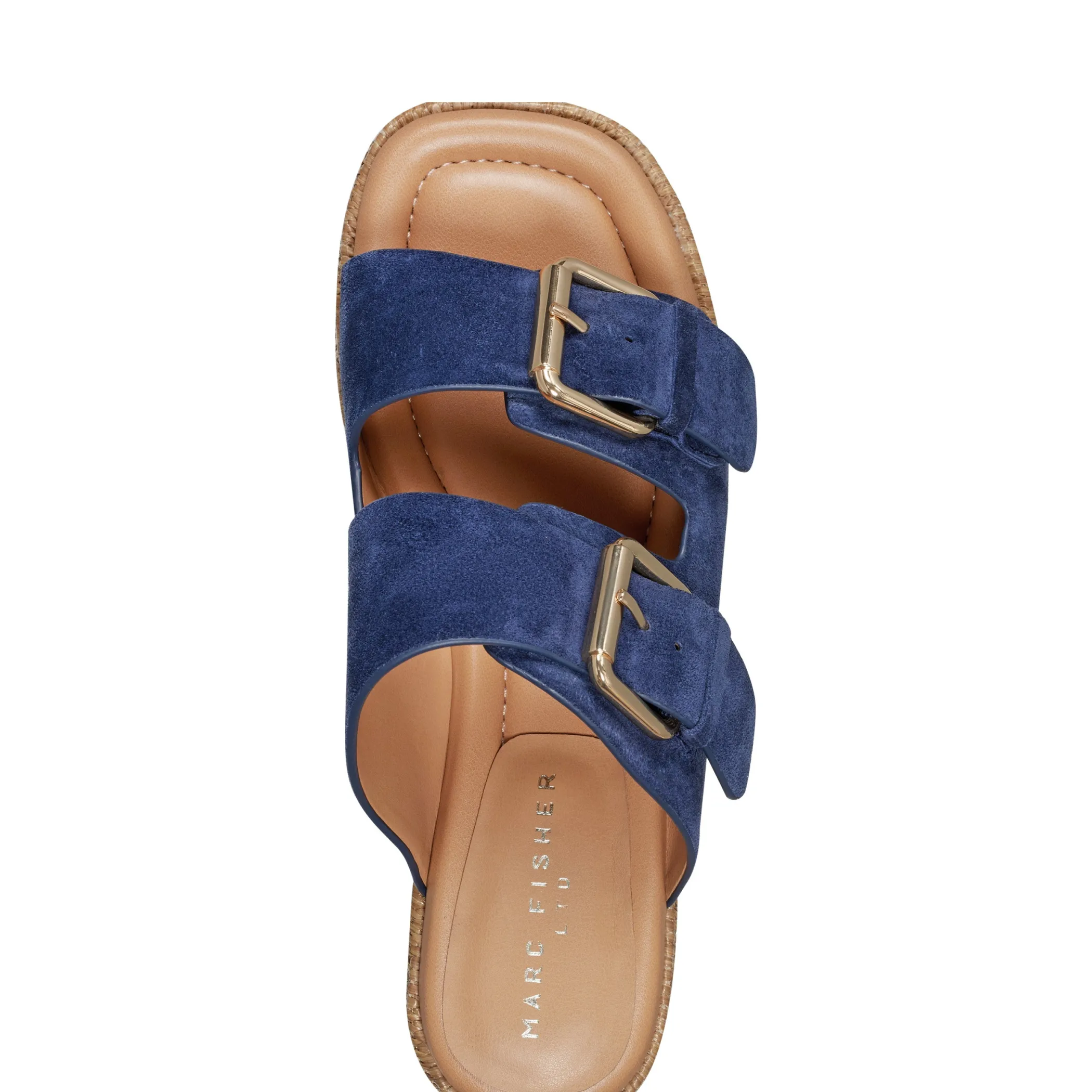 Best Marc Fisher Palery Platform Buckle Slide Sandal Navy Suede