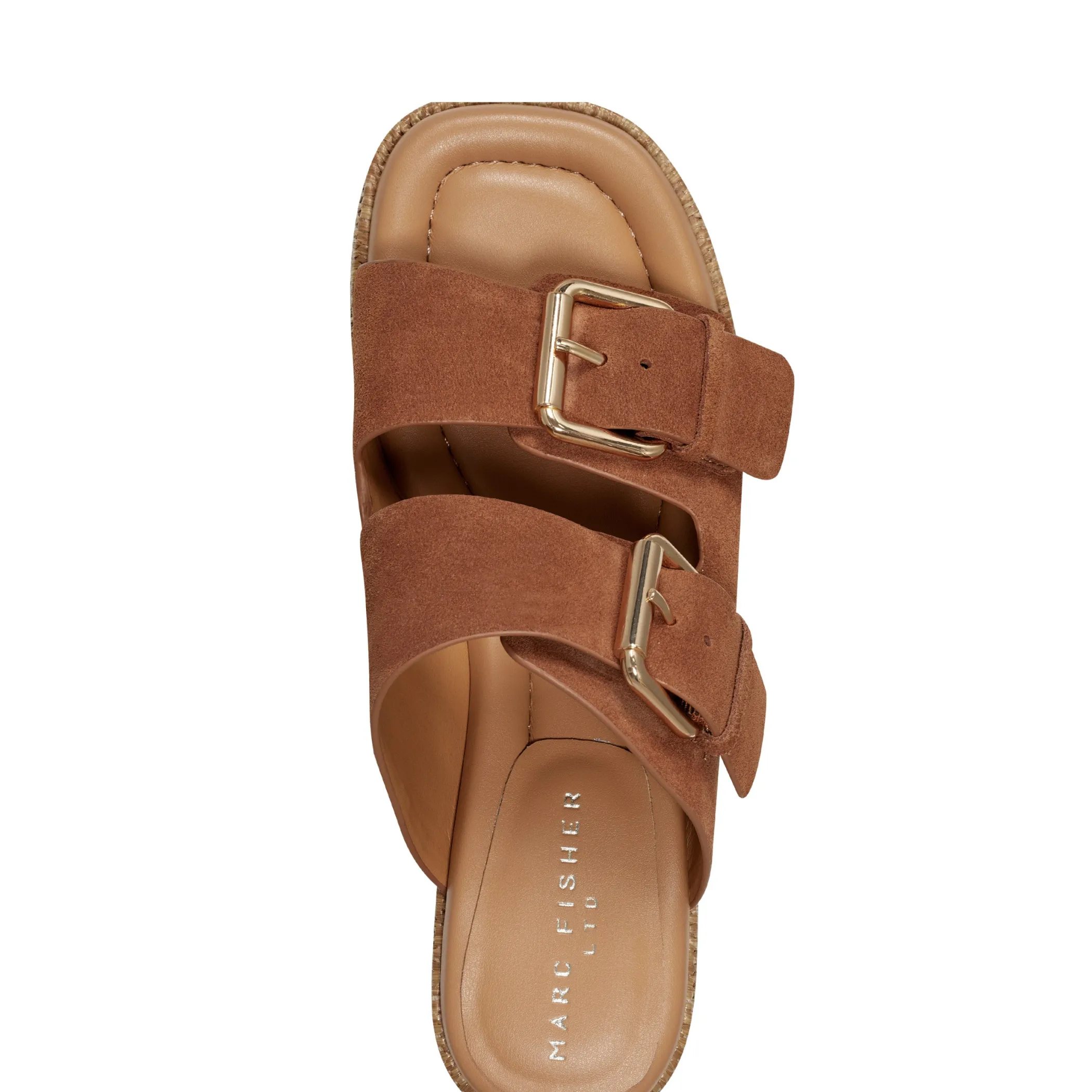 Best Sale Marc Fisher Palery Platform Buckle Slide Sandal Brown Leather