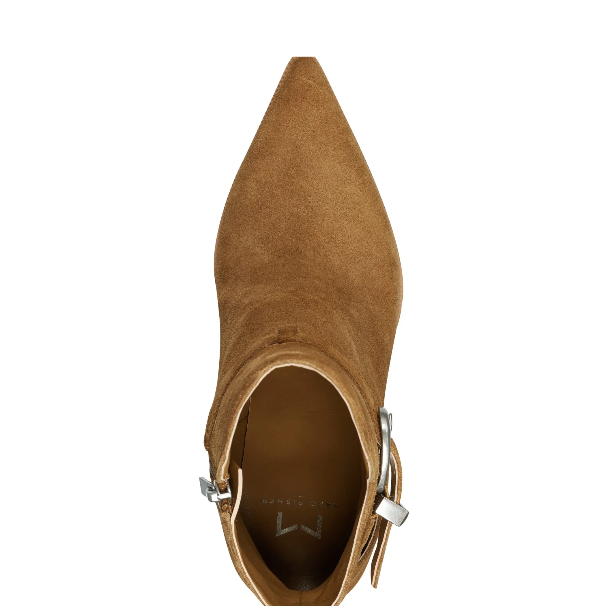 Cheap Marc Fisher Rafia Stiletto Pointy Toe Dress Booties Brown Suede