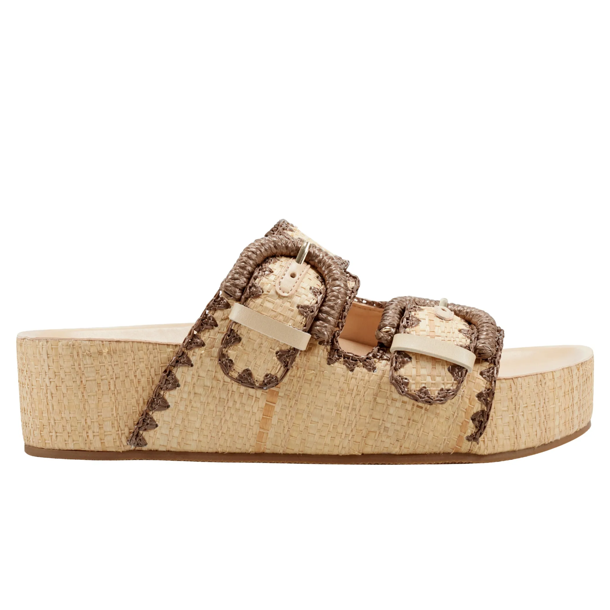 Clearance Marc Fisher Solea Buckle Footbed Sandal Light Natural Raffia