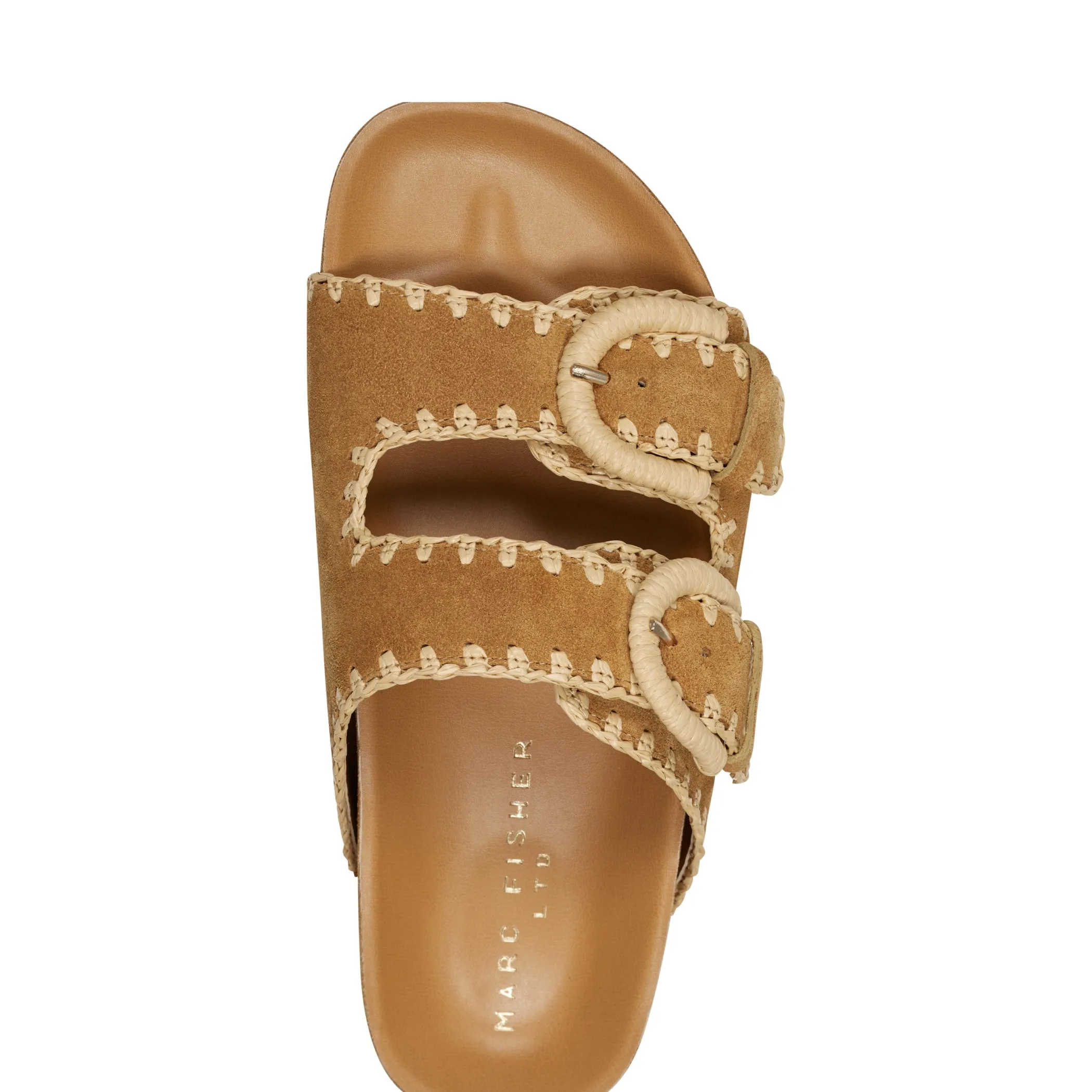Discount Marc Fisher Solea Buckle Footbed Sandal Medium Natural