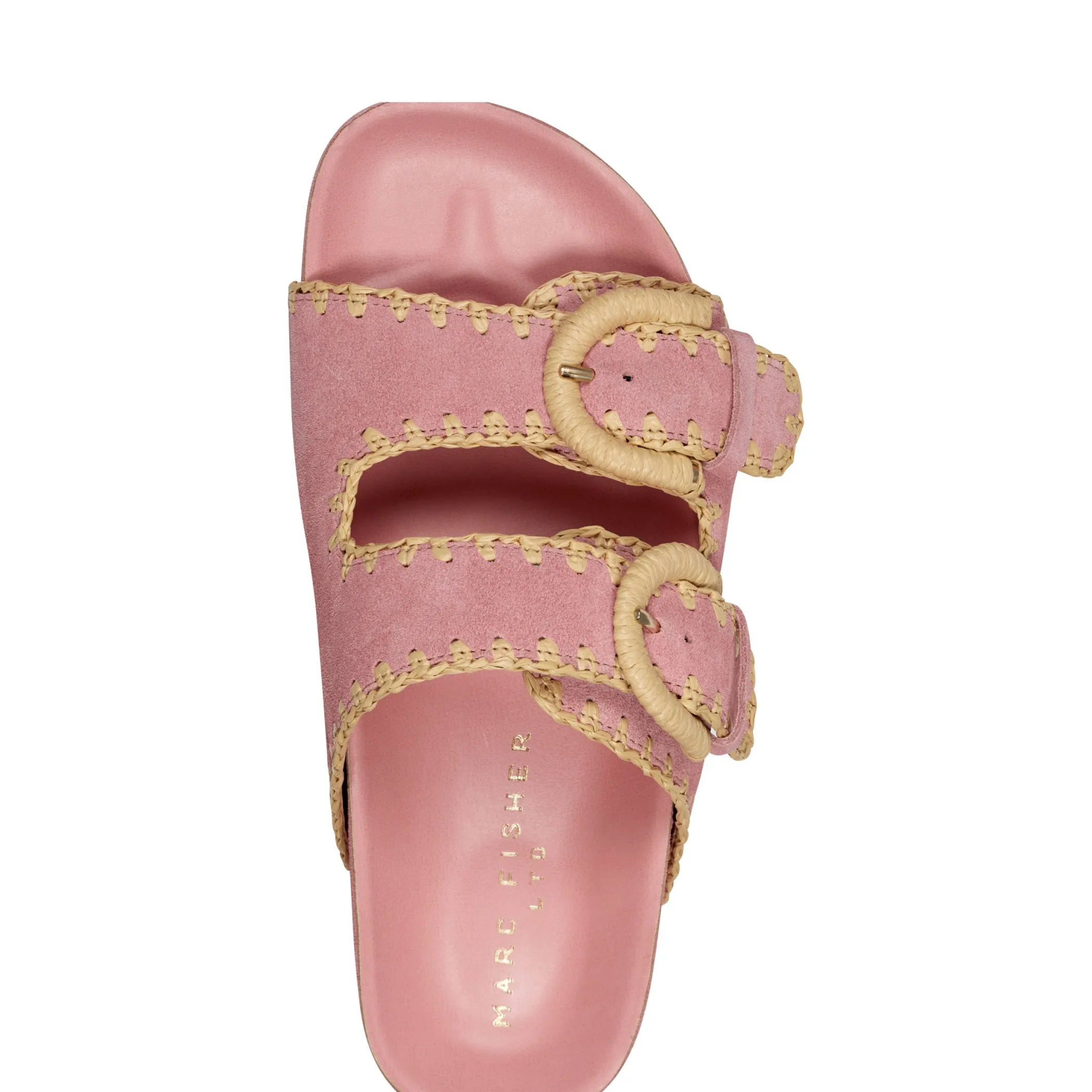 New Marc Fisher Solea Buckle Footbed Sandal Pink