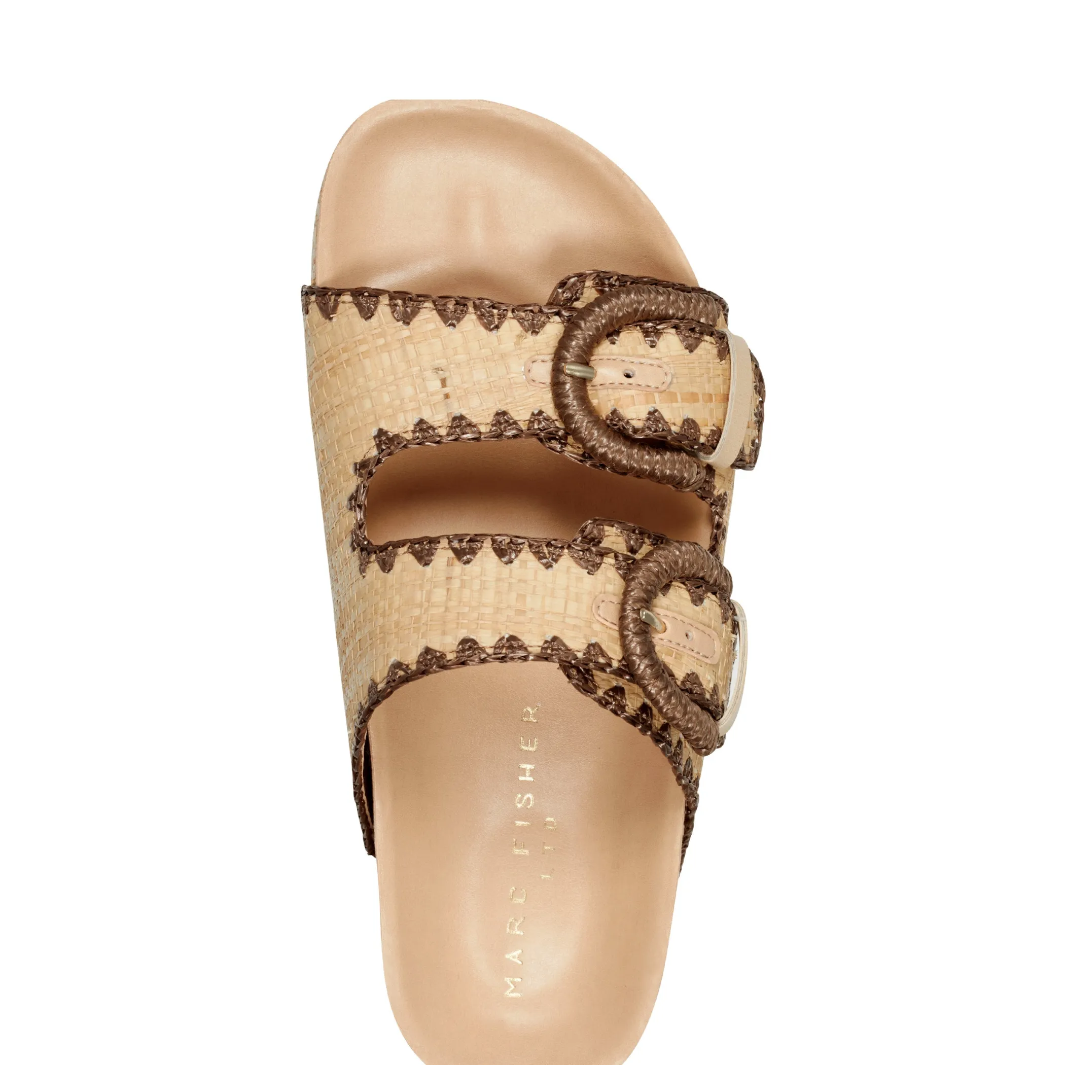 Clearance Marc Fisher Solea Buckle Footbed Sandal Light Natural Raffia