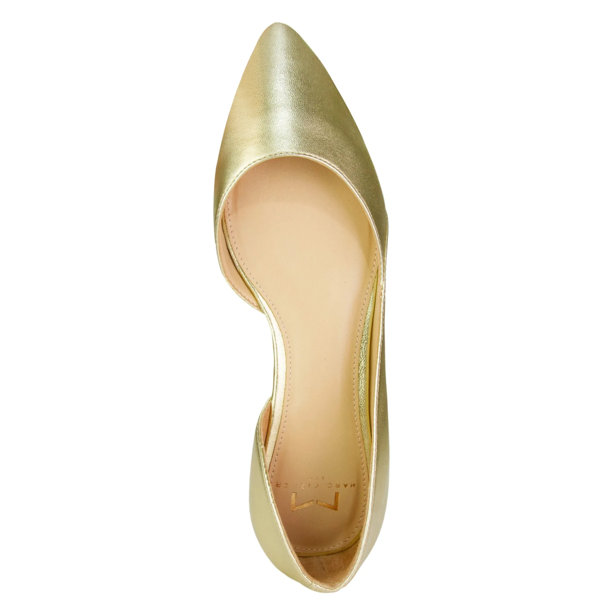 Sale Marc Fisher Sunny D'Orsay Flat Gold Leather