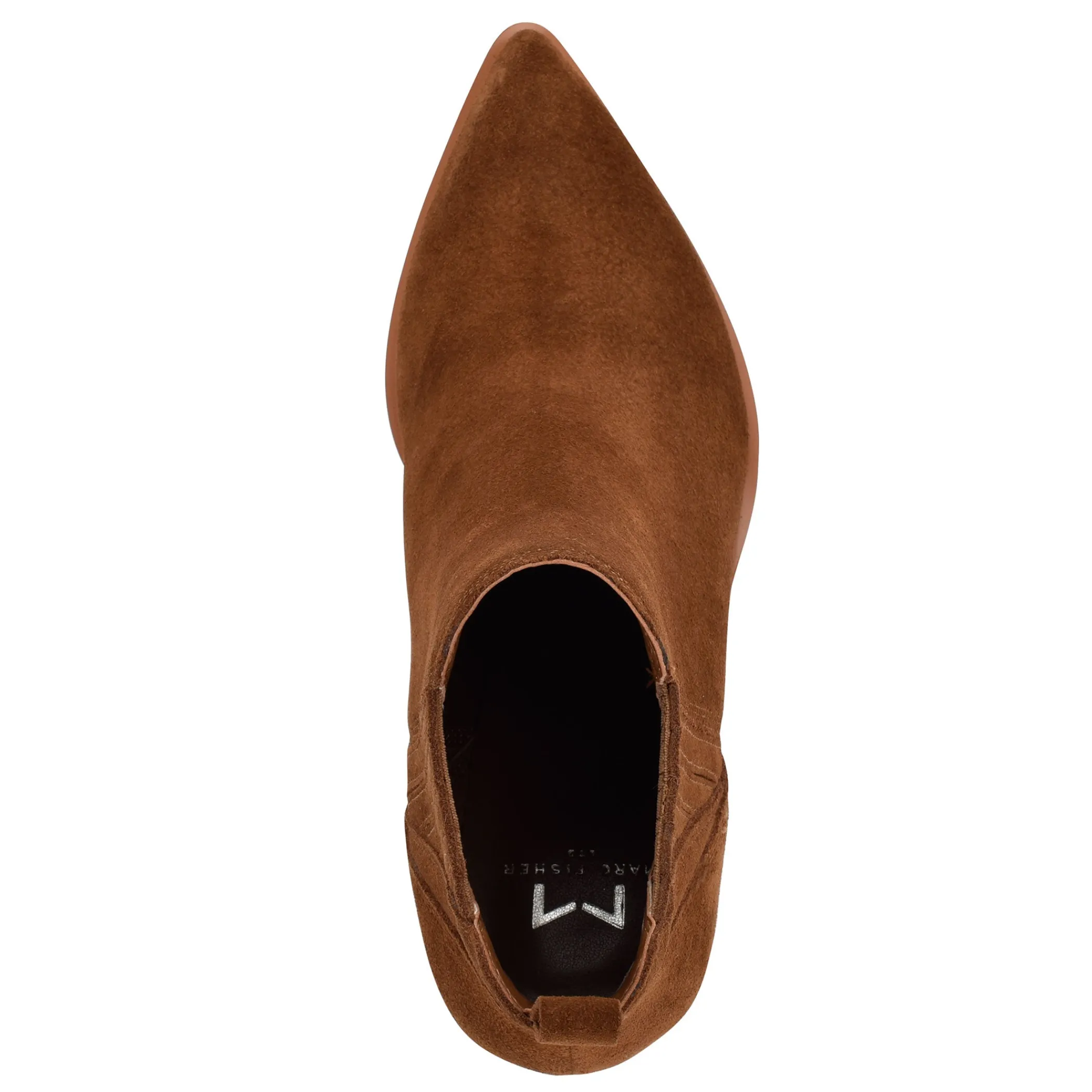 New Marc Fisher Teona Pointy Toe Chelsea Bootie Brown Suede