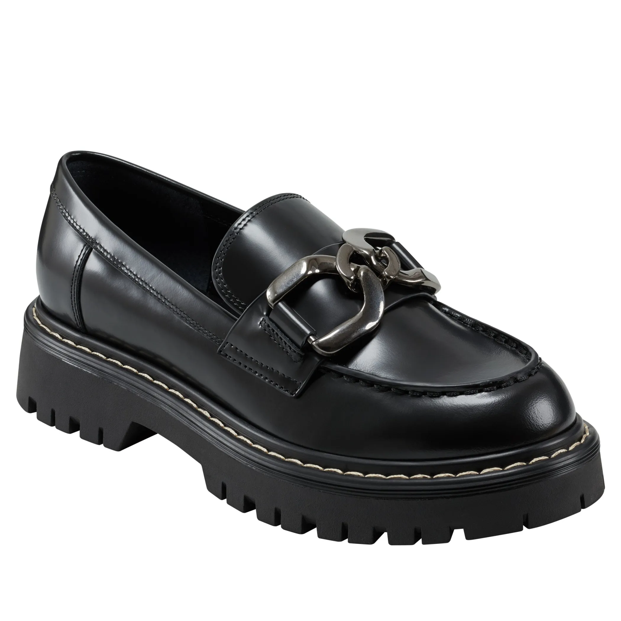 Best Marc Fisher Trisca Lug Sole Chain Loafer Black