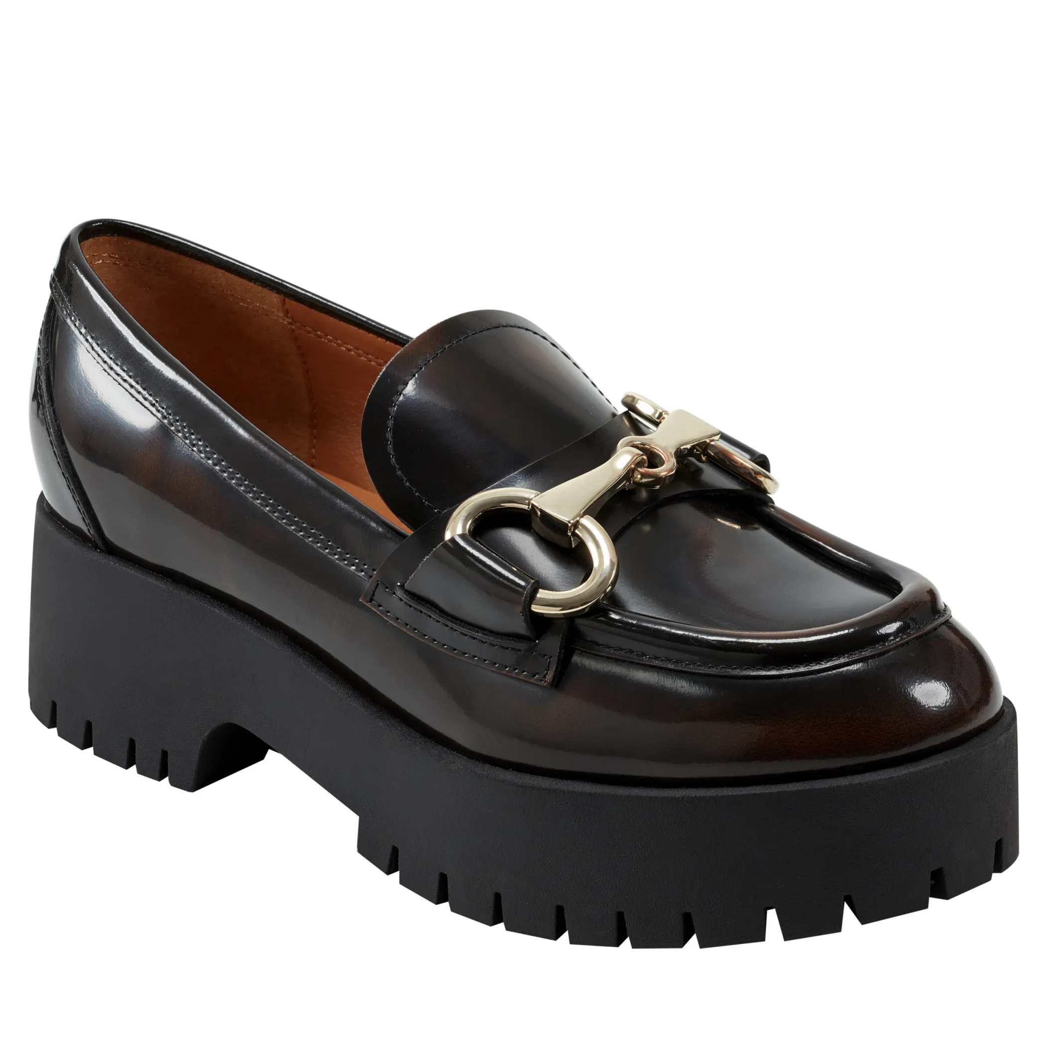 Clearance Marc Fisher Wilmer Slip-on Lug Sole Loafer Dark Brown Leather