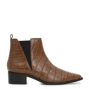 Store Marc Fisher Yale Pointy Toe Chelsea Bootie Brown Croco