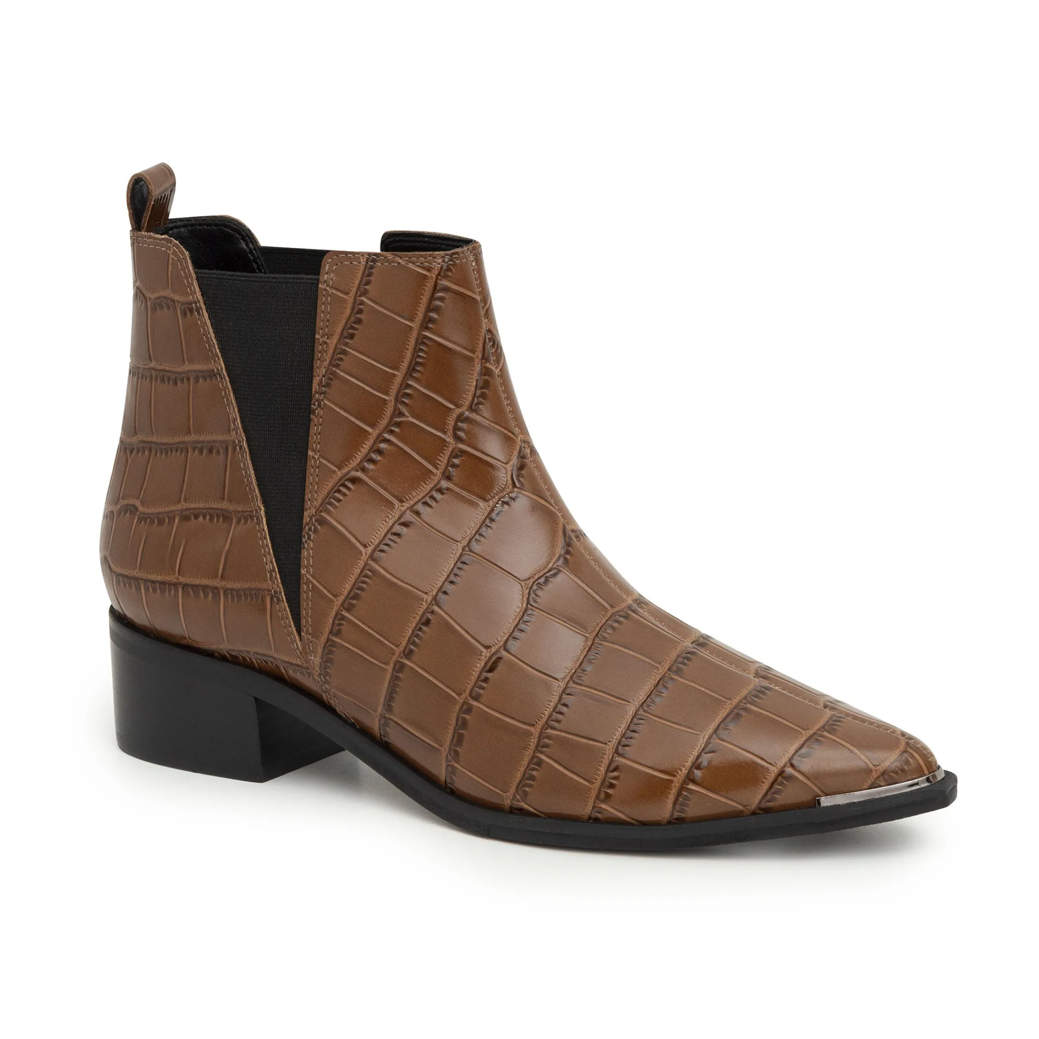 Store Marc Fisher Yale Pointy Toe Chelsea Bootie Brown Croco