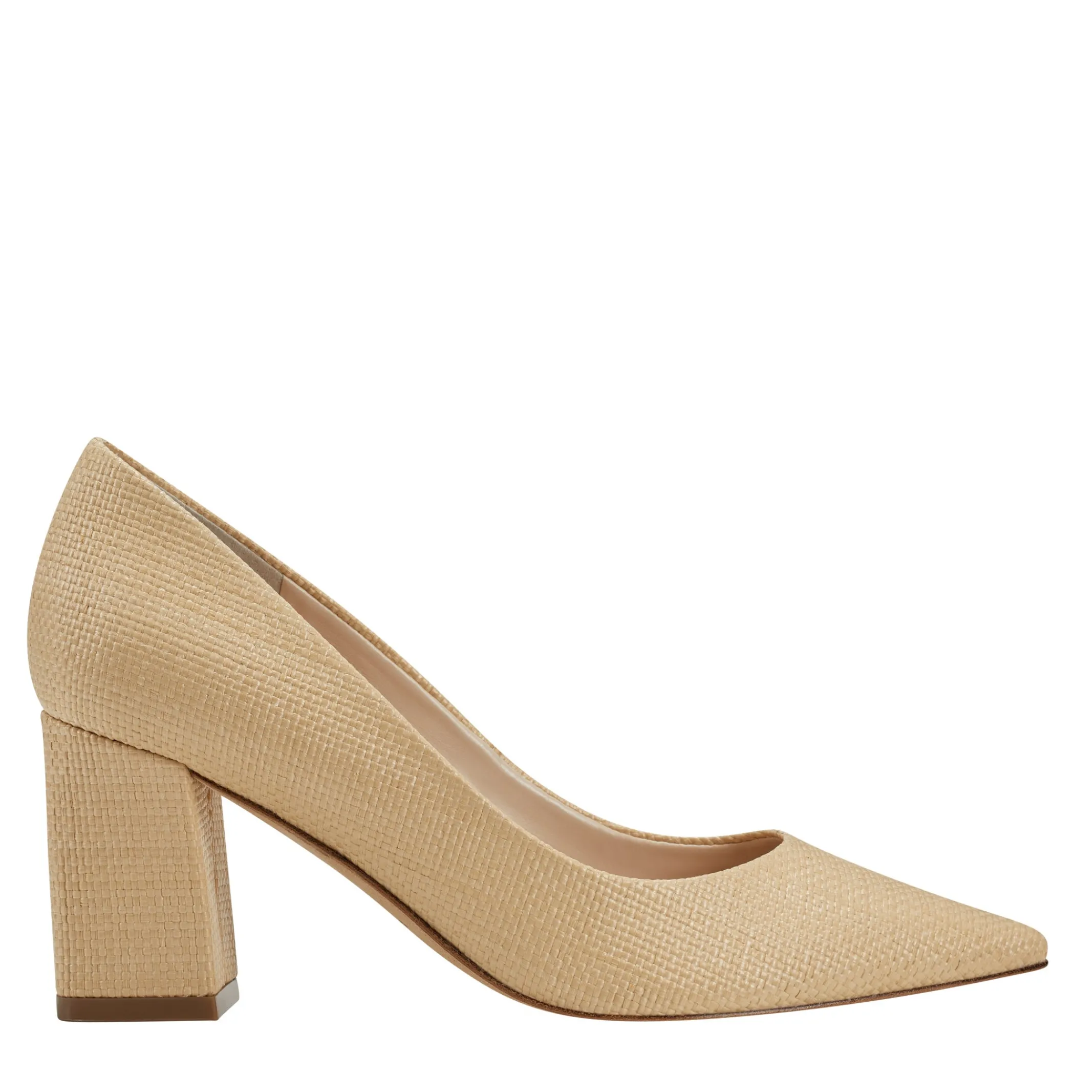 Best Marc Fisher Zala Block Heel Pointy Toe Pump Natural Raffia
