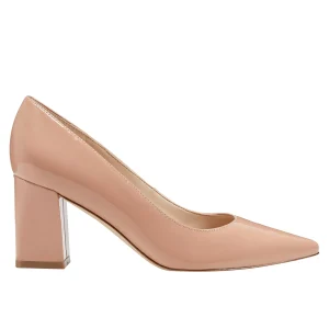 Hot Marc Fisher Zala Block Heel Pointy Toe Pump Mocha Patent Leather