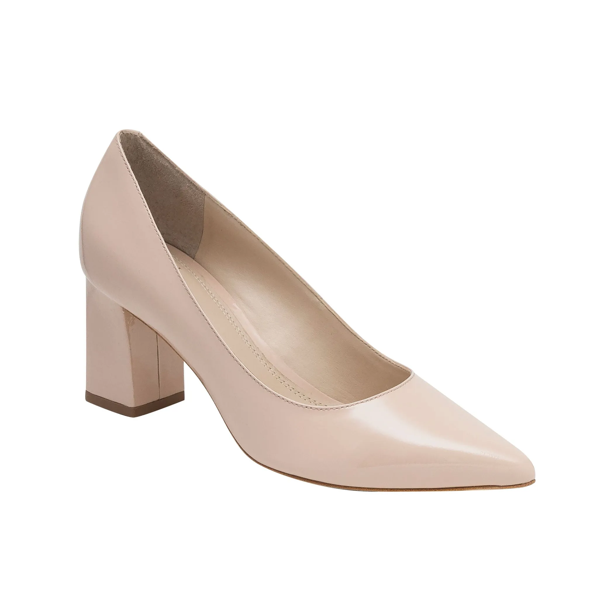 Store Marc Fisher Zala Block Heel Pointy Toe Pump Nude Patent Leather