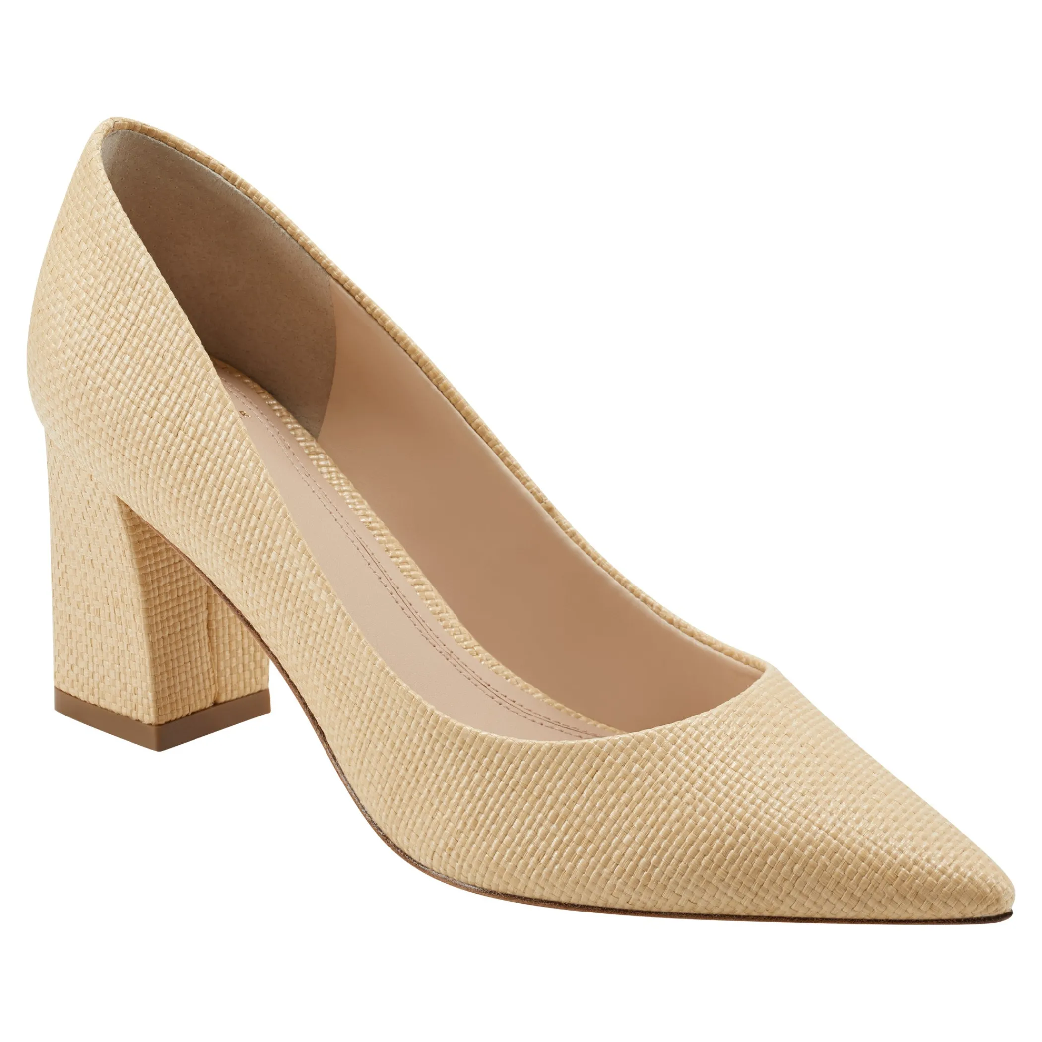 Best Marc Fisher Zala Block Heel Pointy Toe Pump Natural Raffia