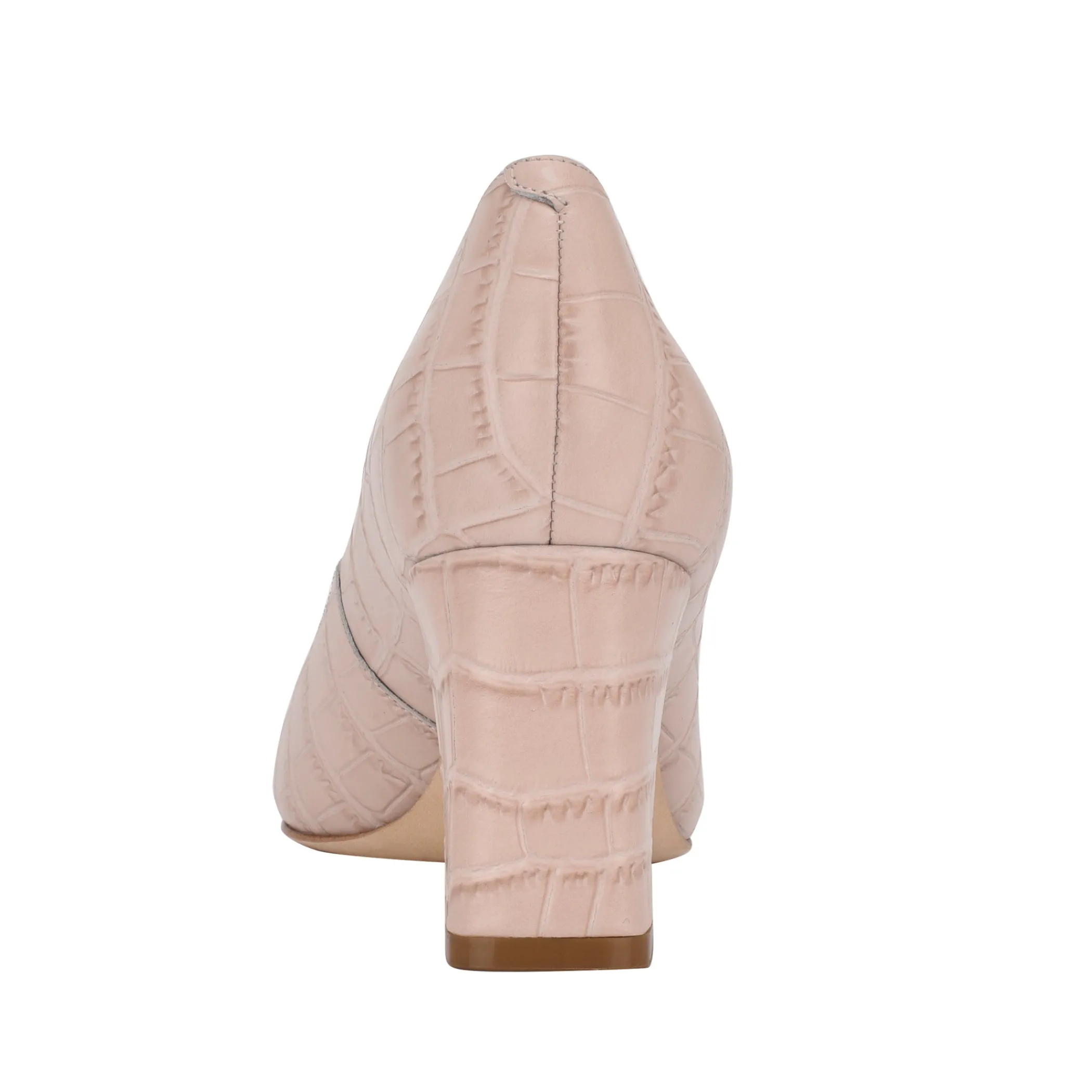 Cheap Marc Fisher Zala Block Heel Pointy Toe Pump Light Natural Croco Leather